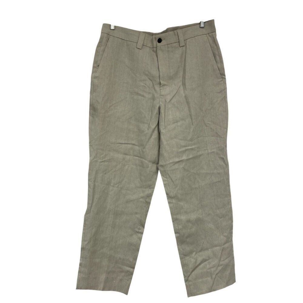 Massimo Dutti Mens Dress Pants EU 44 US 34 Beige Linen Straight Leg 0086/880 NWT